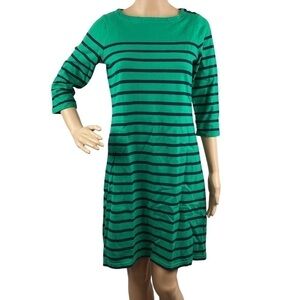 L. L. Bean Dress Size XS Green Stripe Cotton